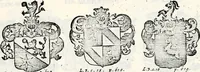 An illustration from Historia insignium illustrium sev Operis heraldici pars specialis : continens delineationem insignium plerorumque regum, ducum principum, comitum & baronum in cultiori Europa, cum explicatione singularum tesserarum, & multis ad familiarum decora titulos atque jura spectantibus, nec non tabulis aeneis scuta galeasq : in opere explicata obtutui exponentibus & indicibus necessariis (1680)