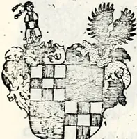 An illustration from Historia insignium illustrium sev Operis heraldici pars specialis : continens delineationem insignium plerorumque regum, ducum principum, comitum & baronum in cultiori Europa, cum explicatione singularum tesserarum, & multis ad familiarum decora titulos atque jura spectantibus, nec non tabulis aeneis scuta galeasq : in opere explicata obtutui exponentibus & indicibus necessariis (1680)