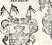 Picture 95 of 107 from Historia insignium illustrium sev Operis heraldici pars specialis : continens delineationem insignium plerorumque regum, ducum principum, comitum & baronum in cultiori Europa, cum explicatione singularum tesserarum, & multis ad familiarum decora titulos atque jura spectantibus, nec non tabulis aeneis scuta galeasq : in opere explicata obtutui exponentibus & indicibus necessariis (1680), leaf 90