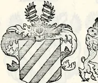 An illustration from Historia insignium illustrium sev Operis heraldici pars specialis : continens delineationem insignium plerorumque regum, ducum principum, comitum & baronum in cultiori Europa, cum explicatione singularum tesserarum, & multis ad familiarum decora titulos atque jura spectantibus, nec non tabulis aeneis scuta galeasq : in opere explicata obtutui exponentibus & indicibus necessariis (1680)