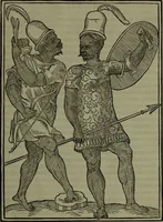 An illustration from [Historiale description de l'Afrique, tierce partie du monde :bcontenant ses royaumes, regions, viles, cités, chateaux et forteresses : iles, flleuves, animaux, tant aquatiques, que terrestres : coutumes, loix, religion et façon de faire des habitas : auec pourtraits de leurs habis : emsemble autres choses memorables et singulières nouueautés (1556)