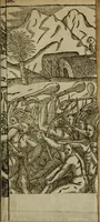 An illustration from Historia navigationis in Brasiliam quae et America dicitvr : qua describitvr avthoris navigatio, quaeque in mari vidit memoriae prodenda, Villagagnonis in America gesta : Brasiliensium victus & mores, à nostris admodum alieni, cum eorum linguae dialogo : animalia etiam, arbores atque herbae, reliquaque singularia & nobis penitus incognita (1594)