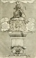 An illustration from Historica notitia rerum Boicarum : symbolis ac figuris aeneis illustrata : in funere Caroli VII. Romanorum Imperatoris semp. aug. virtutum triumpho, solemnium quondam occasione exequiarum, accommodata : cui accedit in fine oratio funebris in laudem optimi ejusdem Caesaris, anno 1745 habita (1746)