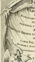 An illustration from Historica notitia rerum Boicarum : symbolis ac figuris aeneis illustrata : in funere Caroli VII. Romanorum Imperatoris semp. aug. virtutum triumpho, solemnium quondam occasione exequiarum, accommodata : cui accedit in fine oratio funebris in laudem optimi ejusdem Caesaris, anno 1745 habita (1746)