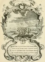 An illustration from Historica notitia rerum Boicarum : symbolis ac figuris aeneis illustrata : in funere Caroli VII. Romanorum Imperatoris semp. aug. virtutum triumpho, solemnium quondam occasione exequiarum, accommodata : cui accedit in fine oratio funebris in laudem optimi ejusdem Caesaris, anno 1745 habita (1746)