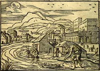 An illustration from Historiarvm memorabilivm ex Exodo, sequentibusq́ [] libris descriptio (1558)