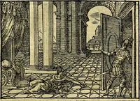 An illustration from Historiarvm memorabilivm ex Exodo, sequentibusq́ [] libris descriptio (1558)