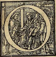 An illustration from Historias de idacio obispo : qve escrivio poco antes qve España se perdiese. De Isidoro, Obispo de Badajoz ... De Sebastiano, Obispo de Salamanca ... De Sampiro, Obispo de Astorga ... De Pelagio, Obispo de Ouiedo ... Nunca hasta agora impressas, con otras notas tocantes a estas historias, y reyes dellas. (1615)