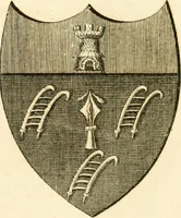 An illustration from Historical anecdotes of heraldry and chivalry : tending to shew the origin of many English and foreign coats of arms, circumstances and customs (1795)