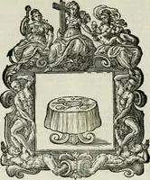 An illustration from Historie cronologiche dell' origine degl' ordini militari e di tutte le religione caualleresche infino ad hora instituite nel mondo : insegne, croci, stendardi, habiti capitolari ò di ceremonia, statuti, e constituzioni di cadaun'ordine : guerre campali e nauali, azioni, fatti celebri, & imprese de caualieri; confederazioni, trattati, paci, & auuenimenti per difesa del Nome Christiano, e propagazione della fede cattolica : serie di tutti i prencipi gran maestri, ordini di dame, e degl' infedeli &c. con le loro diuise (1692)