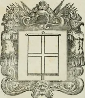 An illustration from Historie cronologiche dell' origine degl' ordini militari e di tutte le religione caualleresche infino ad hora instituite nel mondo : insegne, croci, stendardi, habiti capitolari ò di ceremonia, statuti, e constituzioni di cadaun'ordine : guerre campali e nauali, azioni, fatti celebri, & imprese de caualieri; confederazioni, trattati, paci, & auuenimenti per difesa del Nome Christiano, e propagazione della fede cattolica : serie di tutti i prencipi gran maestri, ordini di dame, e degl' infedeli &c. con le loro diuise (1692)