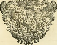 An illustration from Historie cronologiche dell' origine degl' ordini militari e di tutte le religione caualleresche infino ad hora instituite nel mondo : insegne, croci, stendardi, habiti capitolari ò di ceremonia, statuti, e constituzioni di cadaun'ordine : guerre campali e nauali, azioni, fatti celebri, & imprese de caualieri; confederazioni, trattati, paci, & auuenimenti per difesa del Nome Christiano, e propagazione della fede cattolica : serie di tutti i prencipi gran maestri, ordini di dame, e degl' infedeli &c. con le loro diuise (1692)