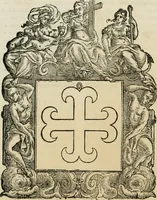 An illustration from Historie cronologiche dell' origine degl' ordini militari e di tutte le religione caualleresche infino ad hora instituite nel mondo : insegne, croci, stendardi, habiti capitolari ò di ceremonia, statuti, e constituzioni di cadaun'ordine : guerre campali e nauali, azioni, fatti celebri, & imprese de caualieri; confederazioni, trattati, paci, & auuenimenti per difesa del Nome Christiano, e propagazione della fede cattolica : serie di tutti i prencipi gran maestri, ordini di dame, e degl' infedeli &c. con le loro diuise (1692)