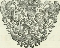 An illustration from Historie cronologiche dell' origine degl' ordini militari e di tutte le religione caualleresche infino ad hora instituite nel mondo : insegne, croci, stendardi, habiti capitolari ò di ceremonia, statuti, e constituzioni di cadaun'ordine : guerre campali e nauali, azioni, fatti celebri, & imprese de caualieri; confederazioni, trattati, paci, & auuenimenti per difesa del Nome Christiano, e propagazione della fede cattolica : serie di tutti i prencipi gran maestri, ordini di dame, e degl' infedeli &c. con le loro diuise (1692)