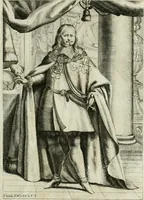 An illustration from Historie cronologiche dell' origine degl' ordini militari e di tutte le religione caualleresche infino ad hora instituite nel mondo : insegne, croci, stendardi, habiti capitolari ò di ceremonia, statuti, e constituzioni di cadaun'ordine : guerre campali e nauali, azioni, fatti celebri, & imprese de caualieri; confederazioni, trattati, paci, & auuenimenti per difesa del Nome Christiano, e propagazione della fede cattolica : serie di tutti i prencipi gran maestri, ordini di dame, e degl' infedeli &c. con le loro diuise (1692)