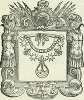 An illustration from Historie cronologiche dell' origine degl' ordini militari e di tutte le religione caualleresche infino ad hora instituite nel mondo : insegne, croci, stendardi, habiti capitolari ò di ceremonia, statuti, e constituzioni di cadaun'ordine : guerre campali e nauali, azioni, fatti celebri, & imprese de caualieri; confederazioni, trattati, paci, & auuenimenti per difesa del Nome Christiano, e propagazione della fede cattolica : serie di tutti i prencipi gran maestri, ordini di dame, e degl' infedeli &c. con le loro diuise (1692)
