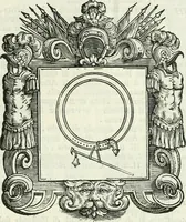 An illustration from Historie cronologiche dell' origine degl' ordini militari e di tutte le religione caualleresche infino ad hora instituite nel mondo : insegne, croci, stendardi, habiti capitolari ò di ceremonia, statuti, e constituzioni di cadaun'ordine : guerre campali e nauali, azioni, fatti celebri, & imprese de caualieri; confederazioni, trattati, paci, & auuenimenti per difesa del Nome Christiano, e propagazione della fede cattolica : serie di tutti i prencipi gran maestri, ordini di dame, e degl' infedeli &c. con le loro diuise (1692)