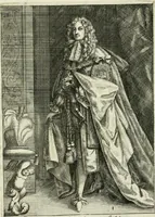 An illustration from Historie cronologiche dell' origine degl' ordini militari e di tutte le religione caualleresche infino ad hora instituite nel mondo : insegne, croci, stendardi, habiti capitolari ò di ceremonia, statuti, e constituzioni di cadaun'ordine : guerre campali e nauali, azioni, fatti celebri, & imprese de caualieri; confederazioni, trattati, paci, & auuenimenti per difesa del Nome Christiano, e propagazione della fede cattolica : serie di tutti i prencipi gran maestri, ordini di dame, e degl' infedeli &c. con le loro diuise (1692)