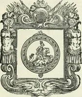 An illustration from Historie cronologiche dell' origine degl' ordini militari e di tutte le religione caualleresche infino ad hora instituite nel mondo : insegne, croci, stendardi, habiti capitolari ò di ceremonia, statuti, e constituzioni di cadaun'ordine : guerre campali e nauali, azioni, fatti celebri, & imprese de caualieri; confederazioni, trattati, paci, & auuenimenti per difesa del Nome Christiano, e propagazione della fede cattolica : serie di tutti i prencipi gran maestri, ordini di dame, e degl' infedeli &c. con le loro diuise (1692)