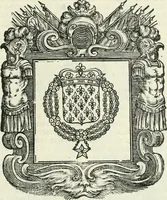 An illustration from Historie cronologiche dell' origine degl' ordini militari e di tutte le religione caualleresche infino ad hora instituite nel mondo : insegne, croci, stendardi, habiti capitolari ò di ceremonia, statuti, e constituzioni di cadaun'ordine : guerre campali e nauali, azioni, fatti celebri, & imprese de caualieri; confederazioni, trattati, paci, & auuenimenti per difesa del Nome Christiano, e propagazione della fede cattolica : serie di tutti i prencipi gran maestri, ordini di dame, e degl' infedeli &c. con le loro diuise (1692)