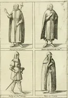 An illustration from Historie cronologiche dell' origine degl' ordini militari e di tutte le religione caualleresche infino ad hora instituite nel mondo : insegne, croci, stendardi, habiti capitolari ò di ceremonia, statuti, e constituzioni di cadaun'ordine : guerre campali e nauali, azioni, fatti celebri, & imprese de caualieri; confederazioni, trattati, paci, & auuenimenti per difesa del Nome Christiano, e propagazione della fede cattolica : serie di tutti i prencipi gran maestri, ordini di dame, e degl' infedeli &c. con le loro diuise (1692)