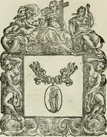 An illustration from Historie cronologiche dell' origine degl' ordini militari e di tutte le religione caualleresche infino ad hora instituite nel mondo : insegne, croci, stendardi, habiti capitolari ò di ceremonia, statuti, e constituzioni di cadaun'ordine : guerre campali e nauali, azioni, fatti celebri, & imprese de caualieri; confederazioni, trattati, paci, & auuenimenti per difesa del Nome Christiano, e propagazione della fede cattolica : serie di tutti i prencipi gran maestri, ordini di dame, e degl' infedeli &c. con le loro diuise (1692)