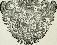 An illustration from Historie cronologiche dell' origine degl' ordini militari e di tutte le religione caualleresche infino ad hora instituite nel mondo : insegne, croci, stendardi, habiti capitolari ò di ceremonia, statuti, e constituzioni di cadaun'ordine : guerre campali e nauali, azioni, fatti celebri, & imprese de caualieri; confederazioni, trattati, paci, & auuenimenti per difesa del Nome Christiano, e propagazione della fede cattolica : serie di tutti i prencipi gran maestri, ordini di dame, e degl' infedeli &c. con le loro diuise (1692)