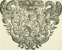 An illustration from Historie cronologiche dell' origine degl' ordini militari e di tutte le religione caualleresche infino ad hora instituite nel mondo : insegne, croci, stendardi, habiti capitolari ò di ceremonia, statuti, e constituzioni di cadaun'ordine : guerre campali e nauali, azioni, fatti celebri, & imprese de caualieri; confederazioni, trattati, paci, & auuenimenti per difesa del Nome Christiano, e propagazione della fede cattolica : serie di tutti i prencipi gran maestri, ordini di dame, e degl' infedeli &c. con le loro diuise (1692)