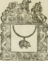 Picture 99 of 152 from Historie cronologiche dell' origine degl' ordini militari e di tutte le religione caualleresche infino ad hora instituite nel mondo : insegne, croci, stendardi, habiti capitolari ò di ceremonia, statuti, e constituzioni di cadaun'ordine : guerre campali e nauali, azioni, fatti celebri, & imprese de caualieri; confederazioni, trattati, paci, & auuenimenti per difesa del Nome Christiano, e propagazione della fede cattolica : serie di tutti i prencipi gran maestri, ordini di dame, e degl' infedeli &c. con le loro diuise (1692), leaf 313