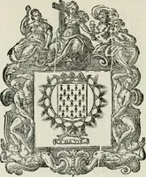 An illustration from Historie cronologiche dell' origine degl' ordini militari e di tutte le religione caualleresche infino ad hora instituite nel mondo : insegne, croci, stendardi, habiti capitolari ò di ceremonia, statuti, e constituzioni di cadaun'ordine : guerre campali e nauali, azioni, fatti celebri, & imprese de caualieri; confederazioni, trattati, paci, & auuenimenti per difesa del Nome Christiano, e propagazione della fede cattolica : serie di tutti i prencipi gran maestri, ordini di dame, e degl' infedeli &c. con le loro diuise (1692)