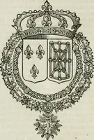 An illustration from Historie cronologiche dell' origine degl' ordini militari e di tutte le religione caualleresche infino ad hora instituite nel mondo : insegne, croci, stendardi, habiti capitolari ò di ceremonia, statuti, e constituzioni di cadaun'ordine : guerre campali e nauali, azioni, fatti celebri, & imprese de caualieri; confederazioni, trattati, paci, & auuenimenti per difesa del Nome Christiano, e propagazione della fede cattolica : serie di tutti i prencipi gran maestri, ordini di dame, e degl' infedeli &c. con le loro diuise (1692)