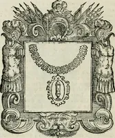 An illustration from Historie cronologiche dell' origine degl' ordini militari e di tutte le religione caualleresche infino ad hora instituite nel mondo : insegne, croci, stendardi, habiti capitolari ò di ceremonia, statuti, e constituzioni di cadaun'ordine : guerre campali e nauali, azioni, fatti celebri, & imprese de caualieri; confederazioni, trattati, paci, & auuenimenti per difesa del Nome Christiano, e propagazione della fede cattolica : serie di tutti i prencipi gran maestri, ordini di dame, e degl' infedeli &c. con le loro diuise (1692)