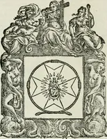 An illustration from Historie cronologiche dell' origine degl' ordini militari e di tutte le religione caualleresche infino ad hora instituite nel mondo : insegne, croci, stendardi, habiti capitolari ò di ceremonia, statuti, e constituzioni di cadaun'ordine : guerre campali e nauali, azioni, fatti celebri, & imprese de caualieri; confederazioni, trattati, paci, & auuenimenti per difesa del Nome Christiano, e propagazione della fede cattolica : serie di tutti i prencipi gran maestri, ordini di dame, e degl' infedeli &c. con le loro diuise (1692)