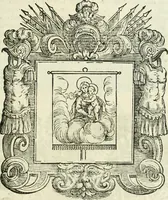 An illustration from Historie cronologiche dell' origine degl' ordini militari e di tutte le religione caualleresche infino ad hora instituite nel mondo : insegne, croci, stendardi, habiti capitolari ò di ceremonia, statuti, e constituzioni di cadaun'ordine : guerre campali e nauali, azioni, fatti celebri, & imprese de caualieri; confederazioni, trattati, paci, & auuenimenti per difesa del Nome Christiano, e propagazione della fede cattolica : serie di tutti i prencipi gran maestri, ordini di dame, e degl' infedeli &c. con le loro diuise (1692)