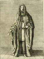 An illustration from Historie cronologiche dell' origine degl' ordini militari e di tutte le religione caualleresche infino ad hora instituite nel mondo : insegne, croci, stendardi, habiti capitolari ò di ceremonia, statuti, e constituzioni di cadaun'ordine : guerre campali e nauali, azioni, fatti celebri, & imprese de caualieri; confederazioni, trattati, paci, & auuenimenti per difesa del Nome Christiano, e propagazione della fede cattolica : serie di tutti i prencipi gran maestri, ordini di dame, e degl' infedeli &c. con le loro diuise (1692)