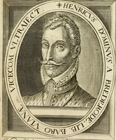 An illustration from Historie der Nieder-landscher ende haerder Naburen oorlogen : ende geschiedenissen tot den iare MVICXII, nu de laestemael bij hem voor syme todtmerckelijck verbetert en in, XXXII boecken voltzocken is mede' hier by gevoegt des autheurs leven [by Simeon Ruytinck] verryckt benessens de Land-Caerte met by na hondert correcte Conterfeijtsels vande voor treflijcste Personagien in dese Historie verhaelt. Alle cierlijck na d'leven ghedaen ende in Coperen platen gesteken ; gedruckt int Yaer ons Heeren MDCXXXVI (1636)