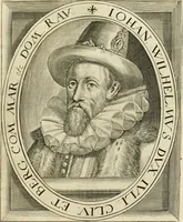 An illustration from Historie der Nieder-landscher ende haerder Naburen oorlogen : ende geschiedenissen tot den iare MVICXII, nu de laestemael bij hem voor syme todtmerckelijck verbetert en in, XXXII boecken voltzocken is mede' hier by gevoegt des autheurs leven [by Simeon Ruytinck] verryckt benessens de Land-Caerte met by na hondert correcte Conterfeijtsels vande voor treflijcste Personagien in dese Historie verhaelt. Alle cierlijck na d'leven ghedaen ende in Coperen platen gesteken ; gedruckt int Yaer ons Heeren MDCXXXVI (1636)
