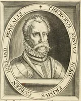 An illustration from Historie der Nieder-landscher ende haerder Naburen oorlogen : ende geschiedenissen tot den iare MVICXII, nu de laestemael bij hem voor syme todtmerckelijck verbetert en in, XXXII boecken voltzocken is mede' hier by gevoegt des autheurs leven [by Simeon Ruytinck] verryckt benessens de Land-Caerte met by na hondert correcte Conterfeijtsels vande voor treflijcste Personagien in dese Historie verhaelt. Alle cierlijck na d'leven ghedaen ende in Coperen platen gesteken ; gedruckt int Yaer ons Heeren MDCXXXVI (1636)