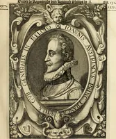 An illustration from Historie der Nieder-landscher ende haerder Naburen oorlogen : ende geschiedenissen tot den iare MVICXII, nu de laestemael bij hem voor syme todtmerckelijck verbetert en in, XXXII boecken voltzocken is mede' hier by gevoegt des autheurs leven [by Simeon Ruytinck] verryckt benessens de Land-Caerte met by na hondert correcte Conterfeijtsels vande voor treflijcste Personagien in dese Historie verhaelt. Alle cierlijck na d'leven ghedaen ende in Coperen platen gesteken ; gedruckt int Yaer ons Heeren MDCXXXVI (1636)