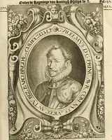 Picture 58 of 137 from Historie der Nieder-landscher ende haerder Naburen oorlogen : ende geschiedenissen tot den iare MVICXII, nu de laestemael bij hem voor syme todtmerckelijck verbetert en in, XXXII boecken voltzocken is mede' hier by gevoegt des autheurs leven [by Simeon Ruytinck] verryckt benessens de Land-Caerte met by na hondert correcte Conterfeijtsels vande voor treflijcste Personagien in dese Historie verhaelt. Alle cierlijck na d'leven ghedaen ende in Coperen platen gesteken ; gedruckt int Yaer ons Heeren MDCXXXVI (1636), leaf 300