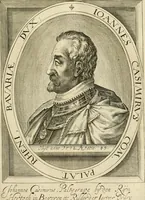 An illustration from Historie der Nieder-landscher ende haerder Naburen oorlogen : ende geschiedenissen tot den iare MVICXII, nu de laestemael bij hem voor syme todtmerckelijck verbetert en in, XXXII boecken voltzocken is mede' hier by gevoegt des autheurs leven [by Simeon Ruytinck] verryckt benessens de Land-Caerte met by na hondert correcte Conterfeijtsels vande voor treflijcste Personagien in dese Historie verhaelt. Alle cierlijck na d'leven ghedaen ende in Coperen platen gesteken ; gedruckt int Yaer ons Heeren MDCXXXVI (1636)