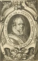 An illustration from Historie der Nieder-landscher ende haerder Naburen oorlogen : ende geschiedenissen tot den iare MVICXII, nu de laestemael bij hem voor syme todtmerckelijck verbetert en in, XXXII boecken voltzocken is mede' hier by gevoegt des autheurs leven [by Simeon Ruytinck] verryckt benessens de Land-Caerte met by na hondert correcte Conterfeijtsels vande voor treflijcste Personagien in dese Historie verhaelt. Alle cierlijck na d'leven ghedaen ende in Coperen platen gesteken ; gedruckt int Yaer ons Heeren MDCXXXVI (1636)