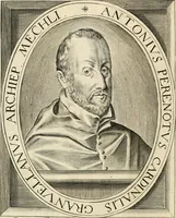 An illustration from Historie der Nieder-landscher ende haerder Naburen oorlogen : ende geschiedenissen tot den iare MVICXII, nu de laestemael bij hem voor syme todtmerckelijck verbetert en in, XXXII boecken voltzocken is mede' hier by gevoegt des autheurs leven [by Simeon Ruytinck] verryckt benessens de Land-Caerte met by na hondert correcte Conterfeijtsels vande voor treflijcste Personagien in dese Historie verhaelt. Alle cierlijck na d'leven ghedaen ende in Coperen platen gesteken ; gedruckt int Yaer ons Heeren MDCXXXVI (1636)
