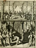 An illustration from Historie der Sevarambes, : volkeren die een gedeelte van het darde vast-land bewoonwn, gemeenlijk Zuid-land genaamd; : behelzende een naauwkeurig verhaal van de regering, zeden, godtsdienst, en taal, dezer tot noch toe aan de volkeren van Europa onbekende natie (1682)
