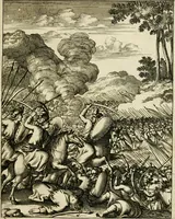 Picture 16 of 24 from Historie der Sevarambes, : volkeren die een gedeelte van het darde vast-land bewoonwn, gemeenlijk Zuid-land genaamd; : behelzende een naauwkeurig verhaal van de regering, zeden, godtsdienst, en taal, dezer tot noch toe aan de volkeren van Europa onbekende natie (1682), leaf 158
