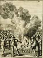 An illustration from Historie der Sevarambes, : volkeren die een gedeelte van het darde vast-land bewoonwn, gemeenlijk Zuid-land genaamd; : behelzende een naauwkeurig verhaal van de regering, zeden, godtsdienst, en taal, dezer tot noch toe aan de volkeren van Europa onbekende natie (1682)