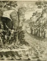 An illustration from Historie der Sevarambes, : volkeren die een gedeelte van het darde vast-land bewoonwn, gemeenlijk Zuid-land genaamd; : behelzende een naauwkeurig verhaal van de regering, zeden, godtsdienst, en taal, dezer tot noch toe aan de volkeren van Europa onbekende natie (1682)