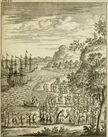 An illustration from Historie der Sevarambes, : volkeren die een gedeelte van het darde vast-land bewoonwn, gemeenlijk Zuid-land genaamd; : behelzende een naauwkeurig verhaal van de regering, zeden, godtsdienst, en taal, dezer tot noch toe aan de volkeren van Europa onbekende natie (1682)