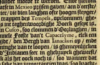 An illustration from Historie naturael ende morael van de Westersche Indien : waer inne ghehandelt wordt van de merckelijckste dinghen des hemels, elementen, metalen, planten ende ghedierten van dien : als oock de manieren, ceremonien, wetten, regeeringen ende oorloghen der Indianen. (1598)