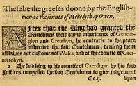 An illustration from The historie of Cambria, now called Wales: : a part of the most famous yland of Brytaine, written in the Brytish language aboue two hundreth yeares past: (1584)